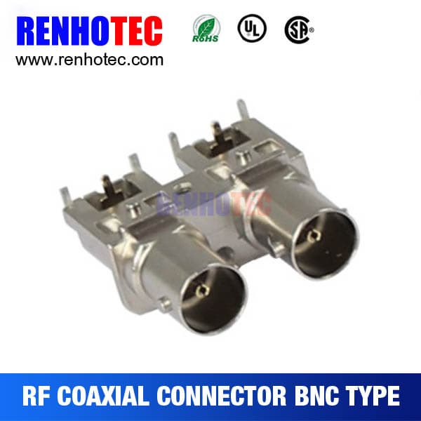 R_A BNC Two Jack Receptacle PCB Mount Electronic Connectors
